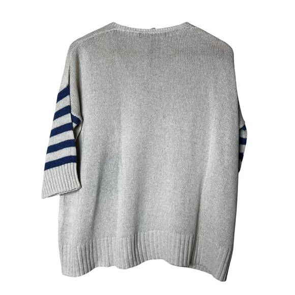 cop. copine Sweater Lagenlook Nautical 3/4 Sleeve Blue Ivory San‎ Francisco Sz M - Picture 4 of 9